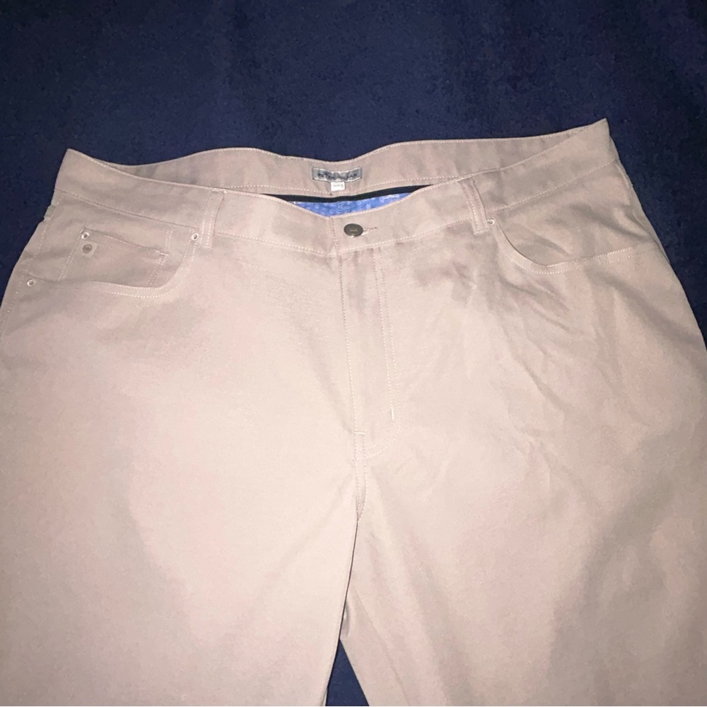 Peter Millar Golf Pants Casual Chino Men's 40x30 Flat Front Beige Khaki Tan 8524 - Picture 3 of 16